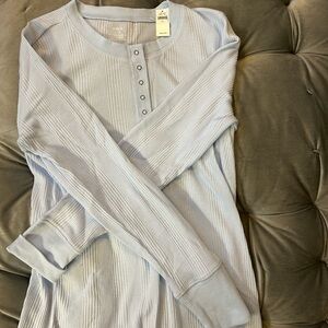 Aerie Light Blue Long Sleeve Henley Top